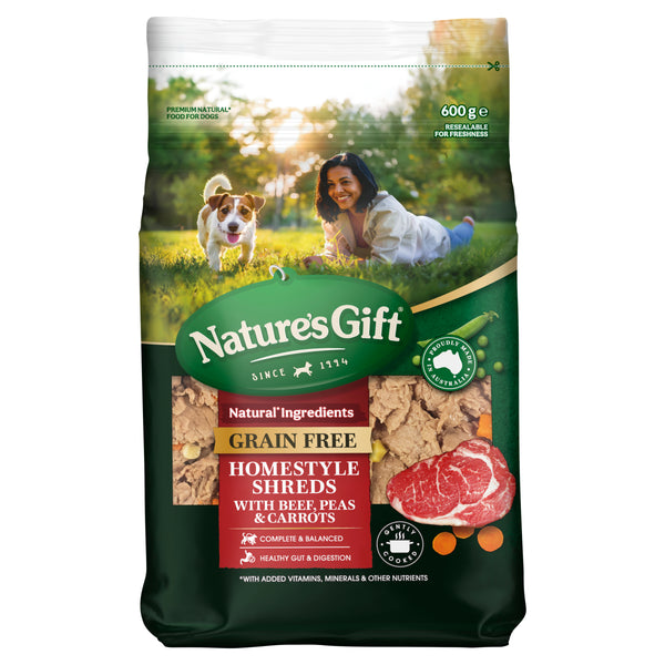 Nature's Gift Homestyle Shreds with Beef, Peas & Carrots 600g