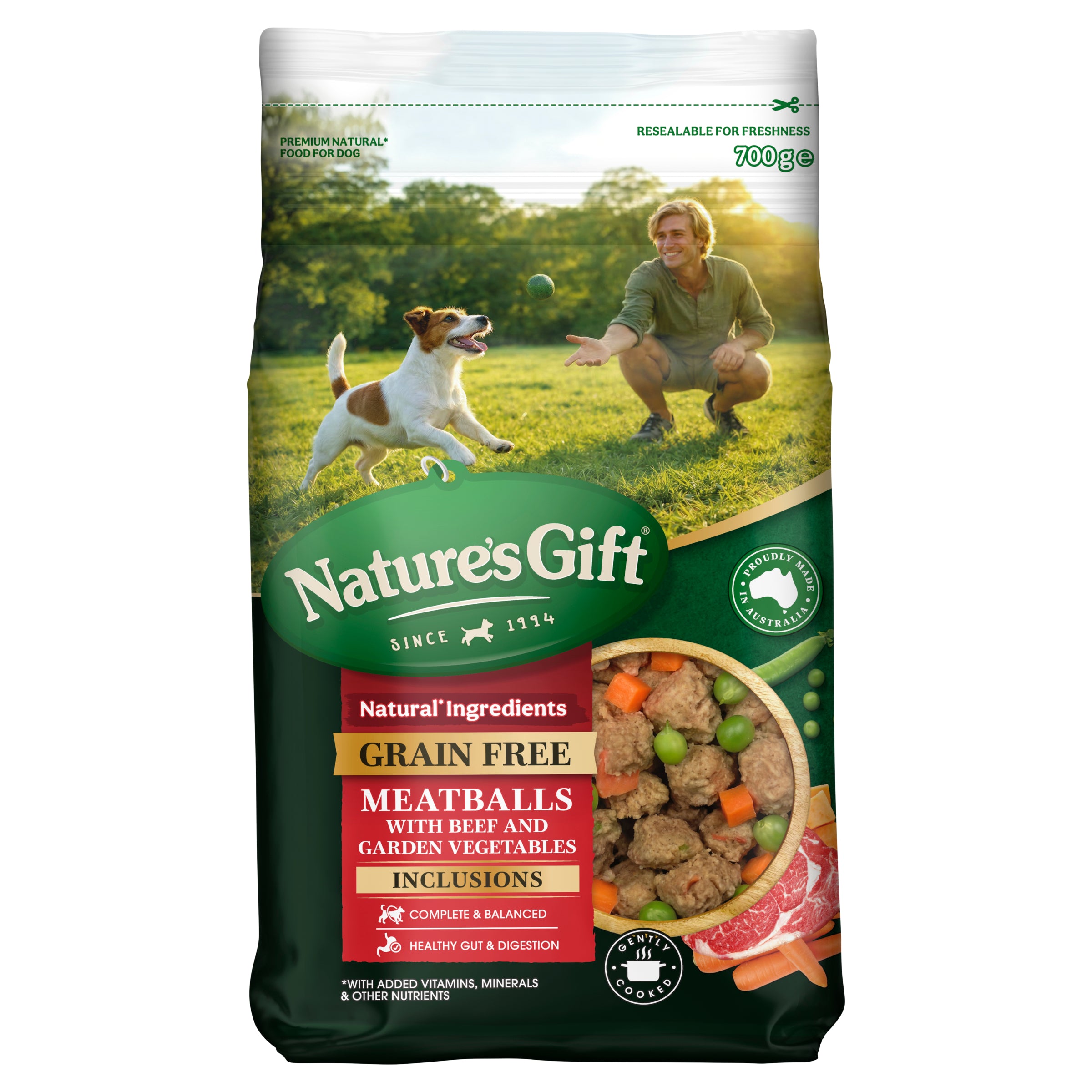 Nature's Gift Grain Free Meatballs with Beef and Garden Vegetables 700g