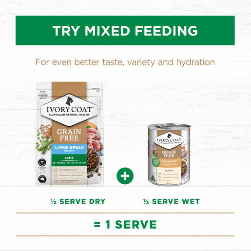 IVORY COAT Grain Free Large Breed Dry Puppy Food Lamb 13kg