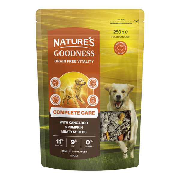 Natures Goodness Grain Free Complete Care Meaty Shreds With Kangaroo & Pumpkin 250g