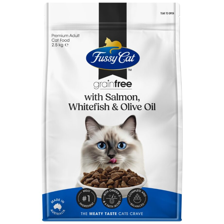 Fussy Cat Grain Free With Salmon, Whitefish & Olive Oil Dry Cat Food 2.5kg