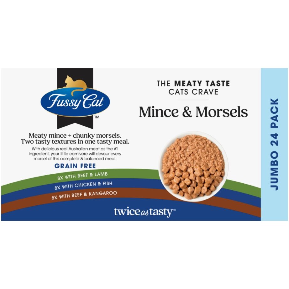 Fussy Cat Twice as Tasty Grain Free Mince & Morsels Wet Cat Food 24x80g