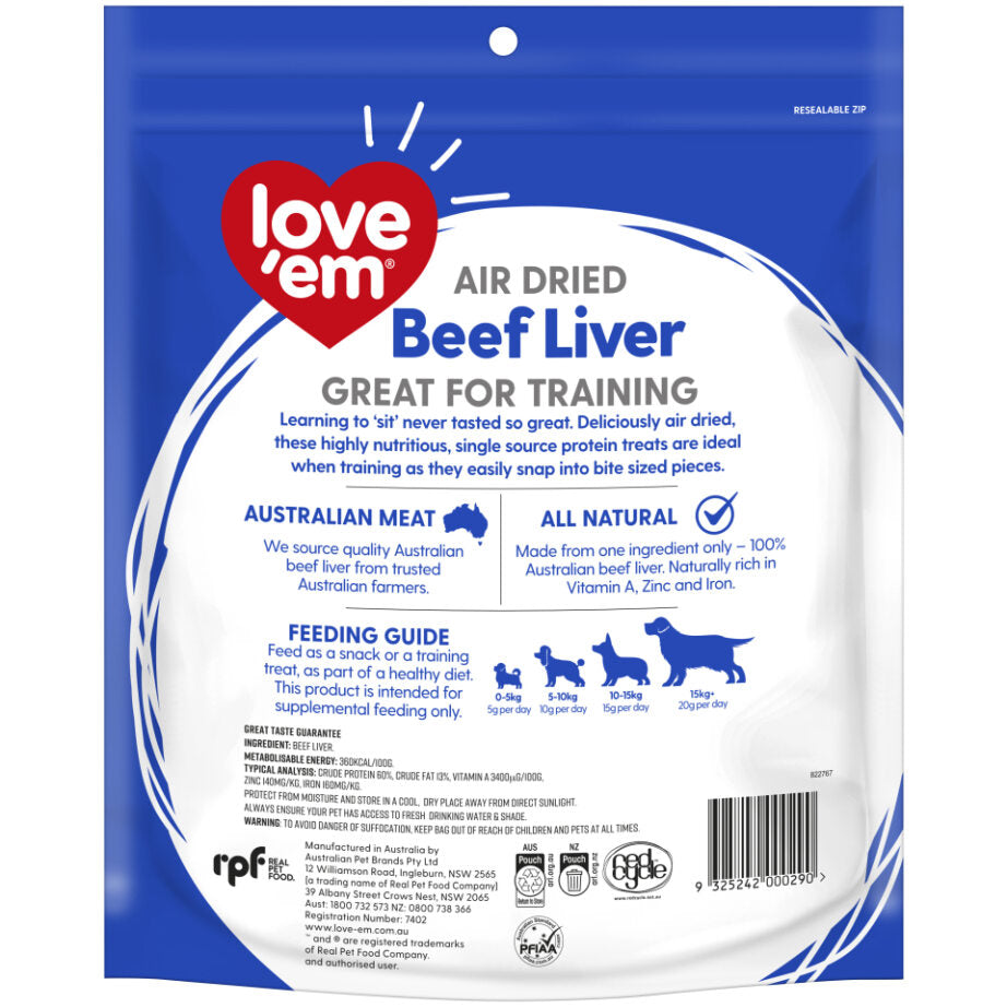 love'em Air Dried Beef Liver Dog Treats 500g