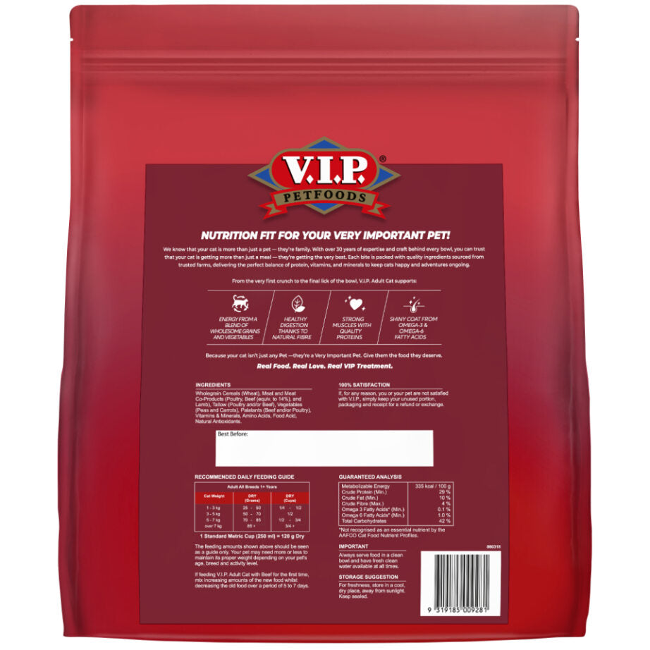 V.I.P. Petfoods Adult Cat Dry Food With Beef 6kg