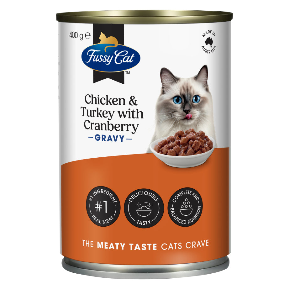 Fussy Cat Grain Free Chicken and Turkey with Cranberry Wet Cat Food 400g