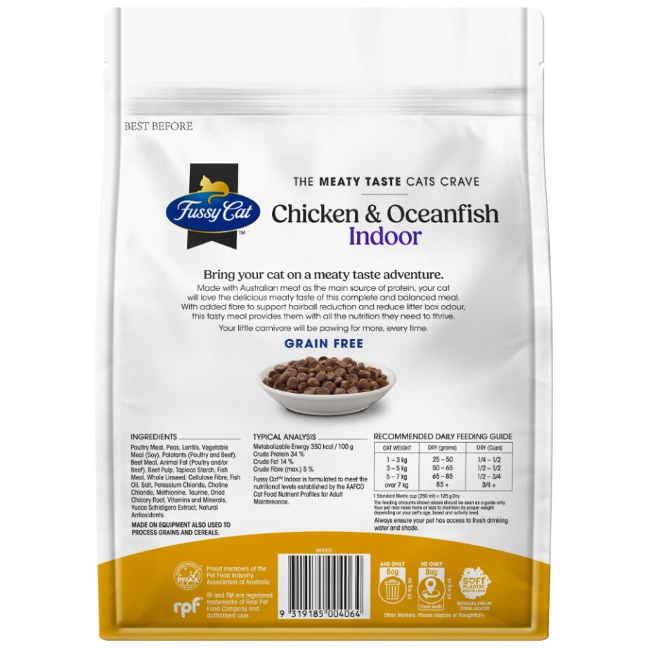 Fussy Cat Grain Free Indoor Chicken & Oceanfish Dry Cat Food 500g