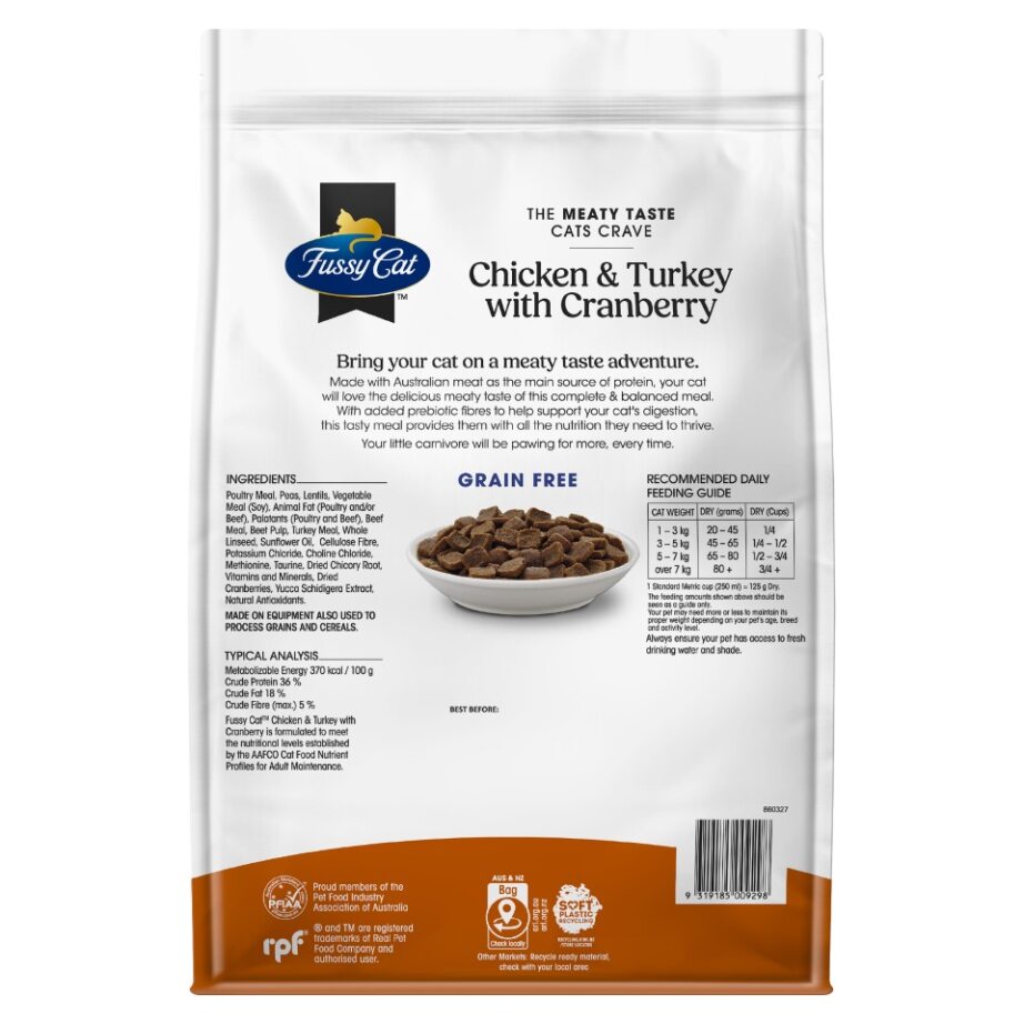 Fussy Cat Grain Free Chicken and Turkey with Cranberry Dry Cat Food 4kg