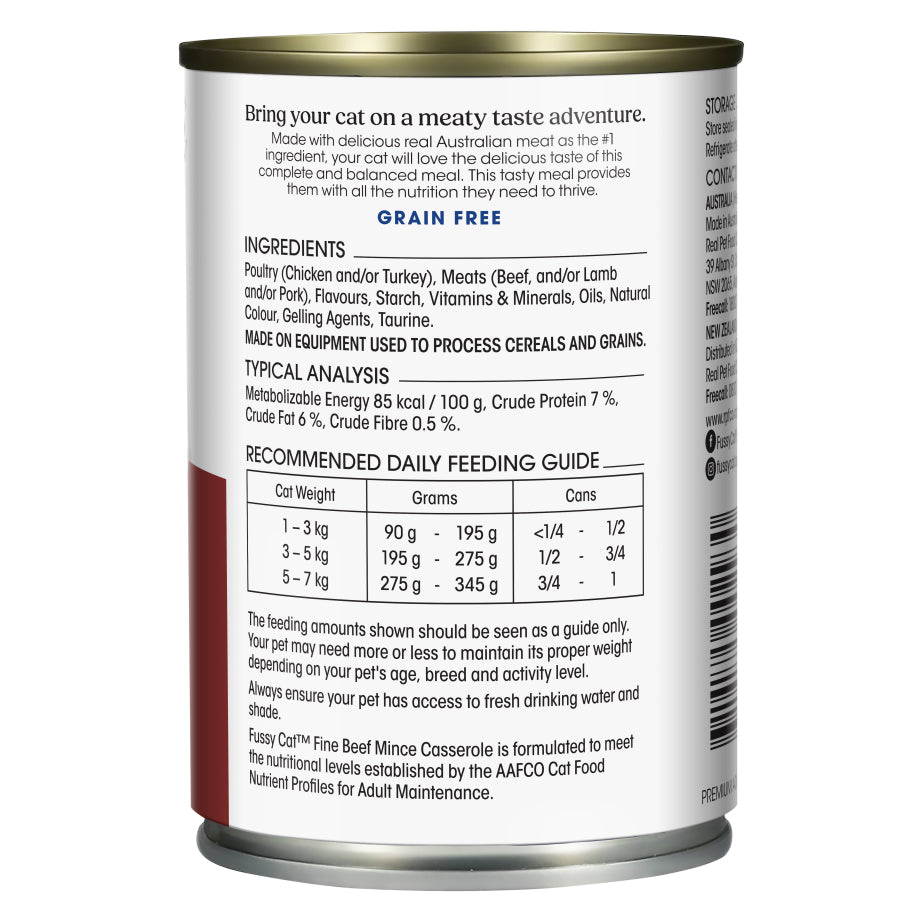 Fussy Cat Grain Free Beef Mince Casserole Wet Cat Food 400g