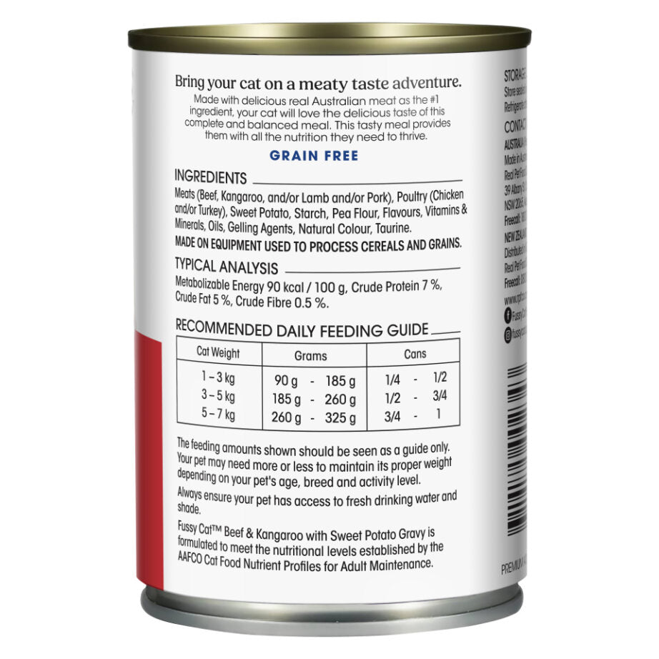 Fussy Cat Grain Free Beef and Kangaroo with Sweet Potato Wet Cat Food 400g