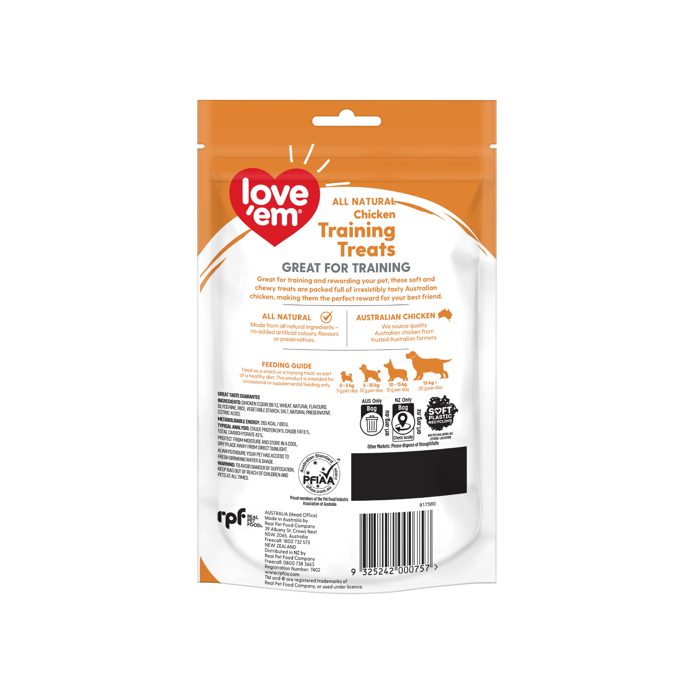 love'em Chicken Training Treats Dog Treats 200g
