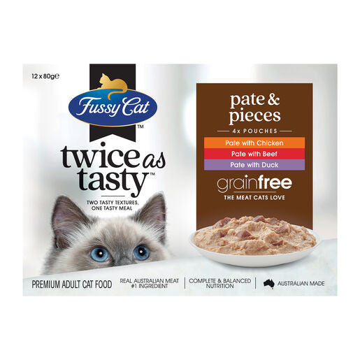 Fussy Cat Twice as Tasty Grain Free Pate Pieces Wet Cat Food 12x80g