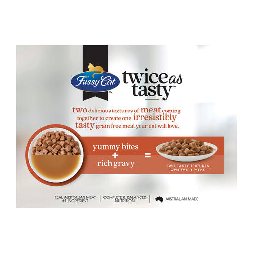 Fussy Cat Twice as Tasty Grain Free Bites & Chicken gravy Wet Cat Food 12x80g