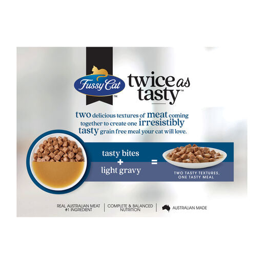 Fussy Cat Twice as Tasty Grain Free Bites & Fish Gravy Wet Cat Food 12x80g