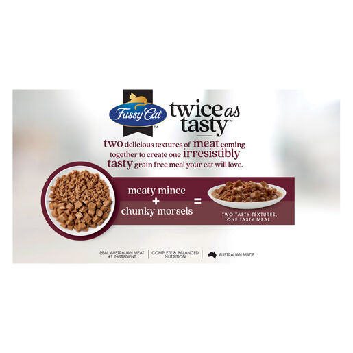 Fussy Cat Mega Twice as Tasty Grain Free Mince & Morsels Wet Cat Food 24x80g