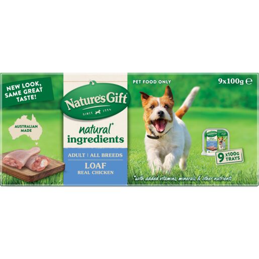 Nature's Gift Loaf Real Chicken Adult Wet Dog Food 100g x 9 Pack