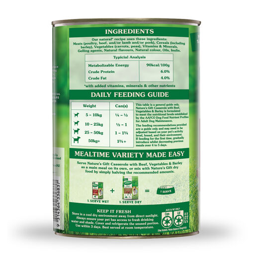 Nature's Gift Casserole with Beef, Vegetables & Barley Adult Wet Dog Food 1.2kg