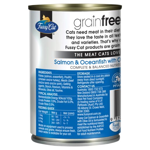 Fussy Cat Grain Free Salmon and Whitefish with Olive Oil Wet Cat Food 400g