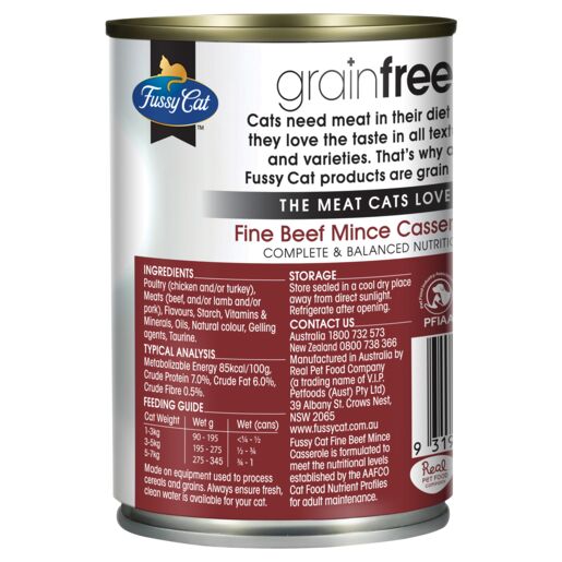 Fussy Cat Grain Free Beef Mince Casserole Wet Cat Food 400g