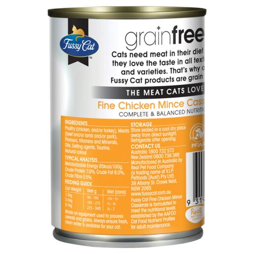 Fussy Cat Grain Free Chicken Mince Casserole Wet Cat Food 400g