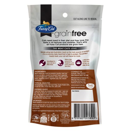 Fussy Cat Grain Free Crunchers with Kangaroo Cat Treat 100g