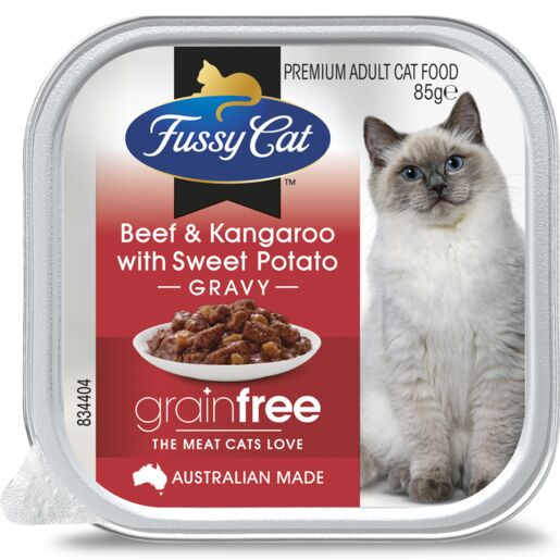 Fussy Cat Grain Free Beef and Kangaroo with Sweet Potato Wet Cat Food 85g