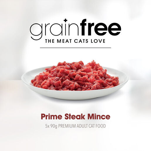 Fussy Cat Grain Free Prime Steak Mince Chilled Cat Food 5x 90g