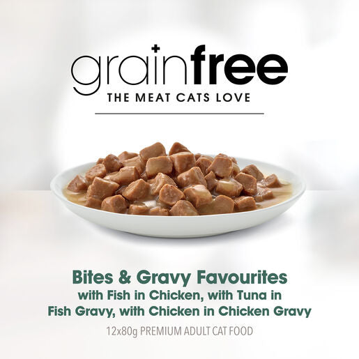 Fussy Cat Twice as Tasty Grain Free Bites & Gravy Favourites Wet Cat Food 12x80g