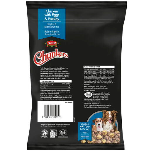 V.I.P. Petfoods Chunkers Meatballs Chicken with Scrambled Eggs and Parsley Chilled Dog Food 1kg