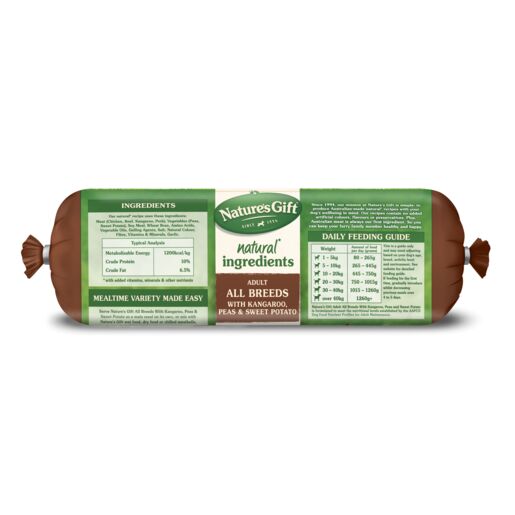 Nature's Gift Fresh Dog Roll with Kangaroo, Sweet Potato & Peas 1.4kg