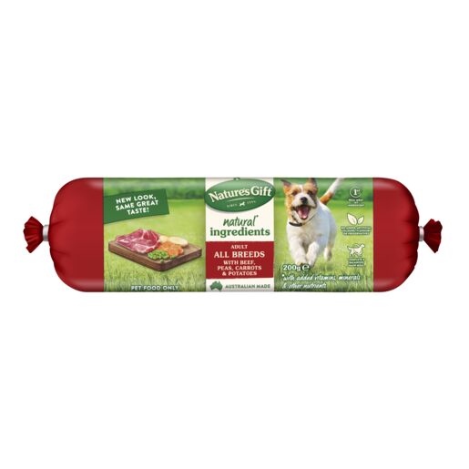 Nature's Gift Fresh Dog Roll with Beef, Potato, Carrots & Peas 200g