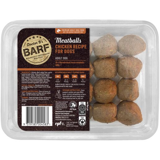 Doctor B’s BARF Meatballs Chicken Recipe Frozen Adult Dog Food 400g