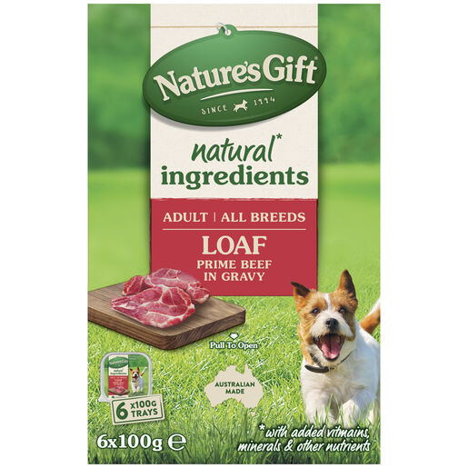 Nature's Gift Prime Beef in Gravy Loaf Adult Wet Dog Food 6 x 100g Trays