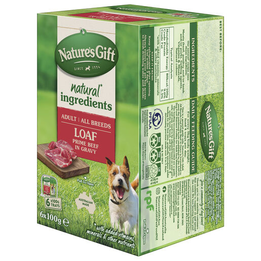 Nature's Gift Loaf Prime Beef in Gravy Adult Wet Dog Food 6 x 100g Trays