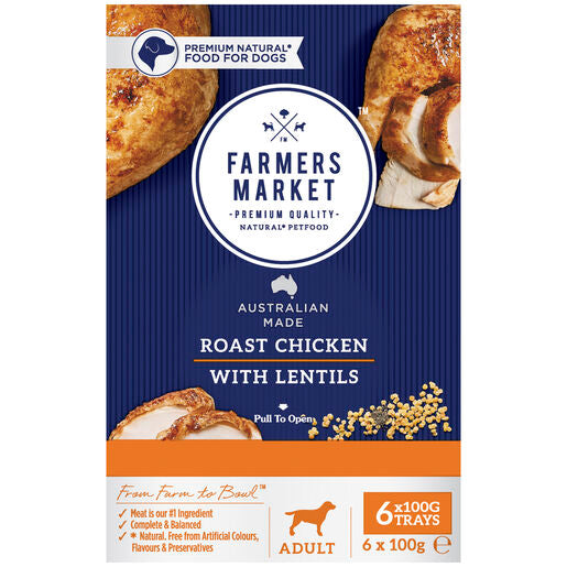 Farmers Market Roast Chicken with Lentils Multipack Adult Wet Dog Food 6 x100g