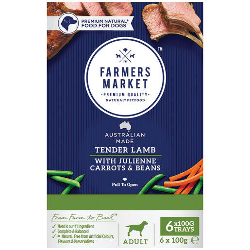 Farmers Market with Tender Lamb Julienne Carrots and Beans Multipack Adult Wet Dog Food 6 x100g