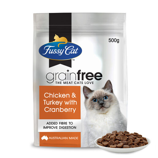 Fussy Cat Grain Free Chicken and Turkey with Cranberry Dry Cat Food 500g