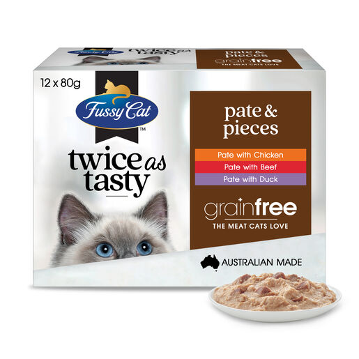 Fussy Cat Twice as Tasty Grain Free Pate Pieces Wet Cat Food 12x80g