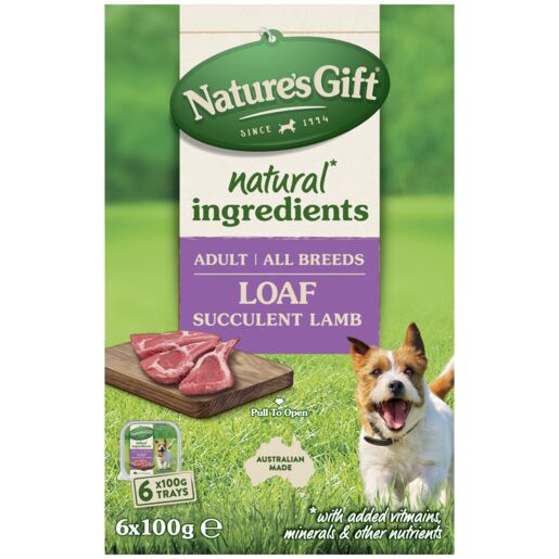 Nature's Gift Loaf Succulent Lamb Adult Wet Dog Food 100g x 6 Pack