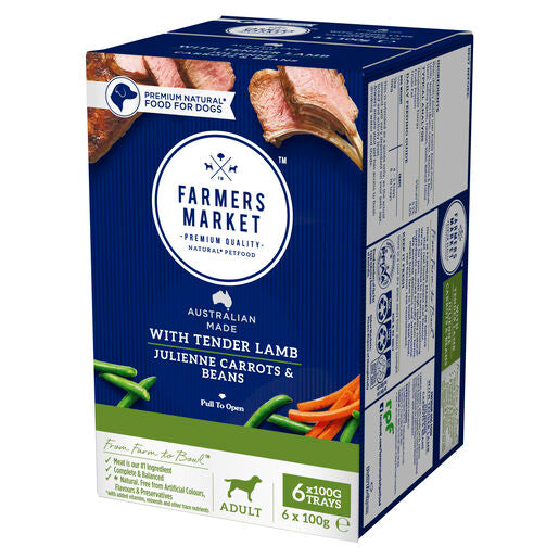 Farmers Market with Tender Lamb Julienne Carrots and Beans Multipack Adult Wet Dog Food 6 x100g