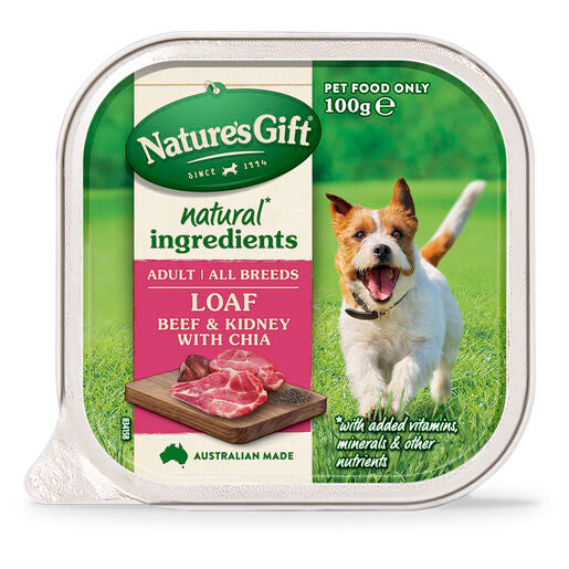 Nature's Gift Loaf Beef & Kidney with Chia Adult Wet Dog Food 100g