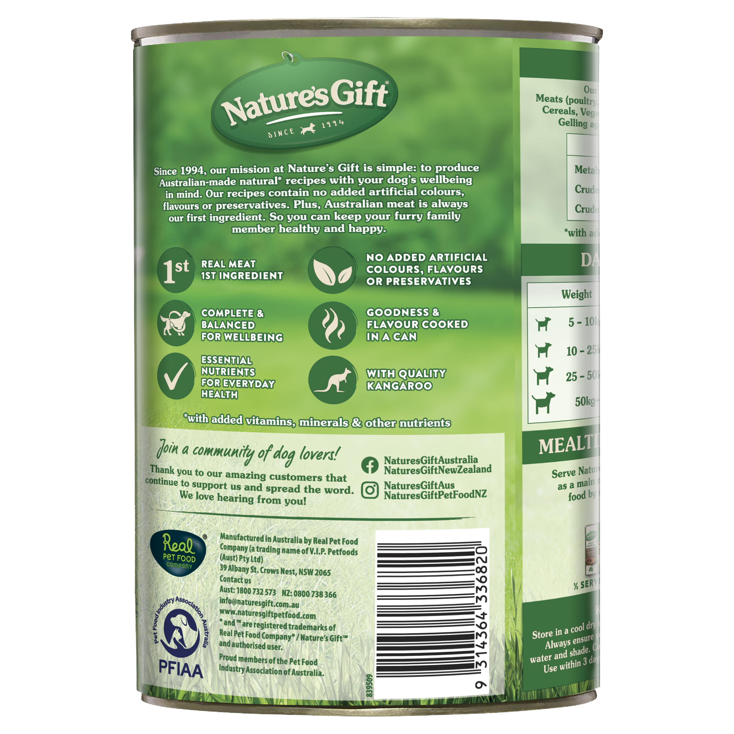 Nature's Gift Casserole Kangaroo & Vegetables Wet Dog Food 1.2kg