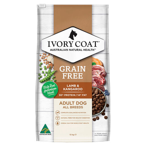 IVORY COAT Grain Free Adult Dry Dog Food Lamb & Kangaroo 13kg