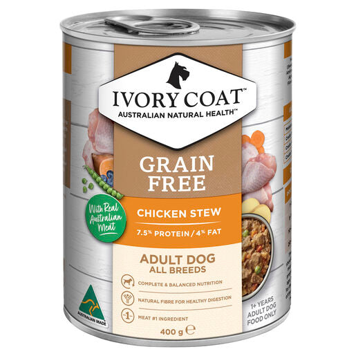 IVORY COAT Grain Free Adult Wet Dog Food Chicken Stew 400g