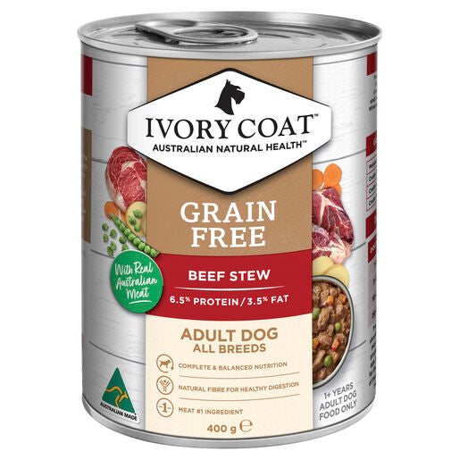 IVORY COAT Grain Free Adult Wet Dog Food Beef Stew 400g