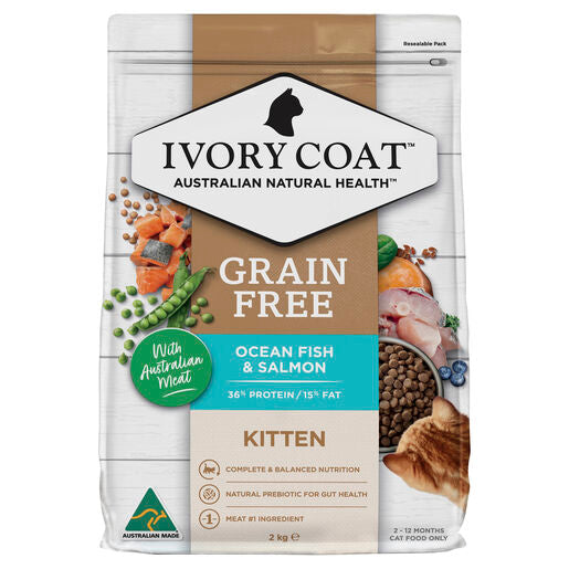 IVORY COAT Grain Free Dry Kitten Food Ocean Fish & Salmon 2kg