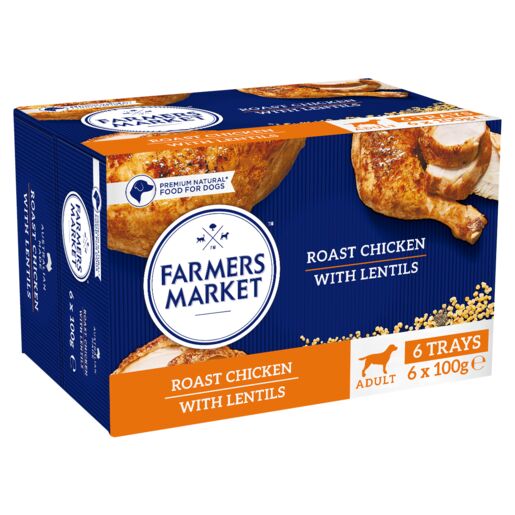 Farmers Market Roast Chicken with Lentils Multipack Adult Wet Dog Food 6 x100g