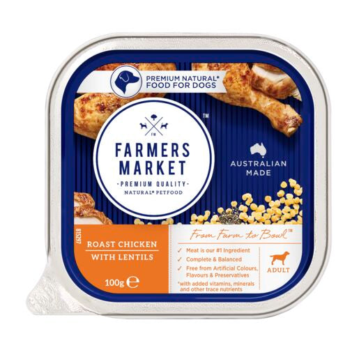 Farmers Market Roast Chicken with Lentils Adult Wet Dog Food 100g