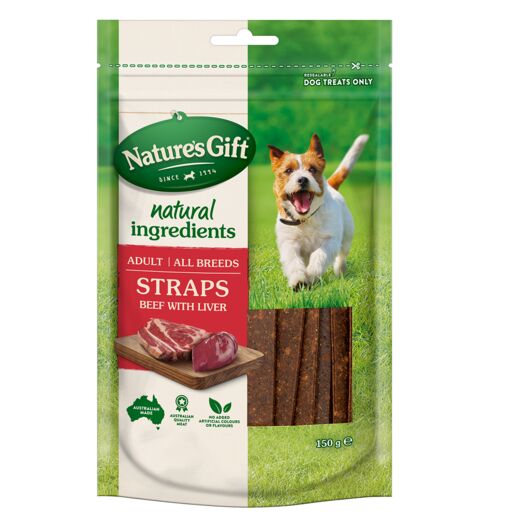 Nature's Gift Dog Treats Straps Beef with Liver 150g