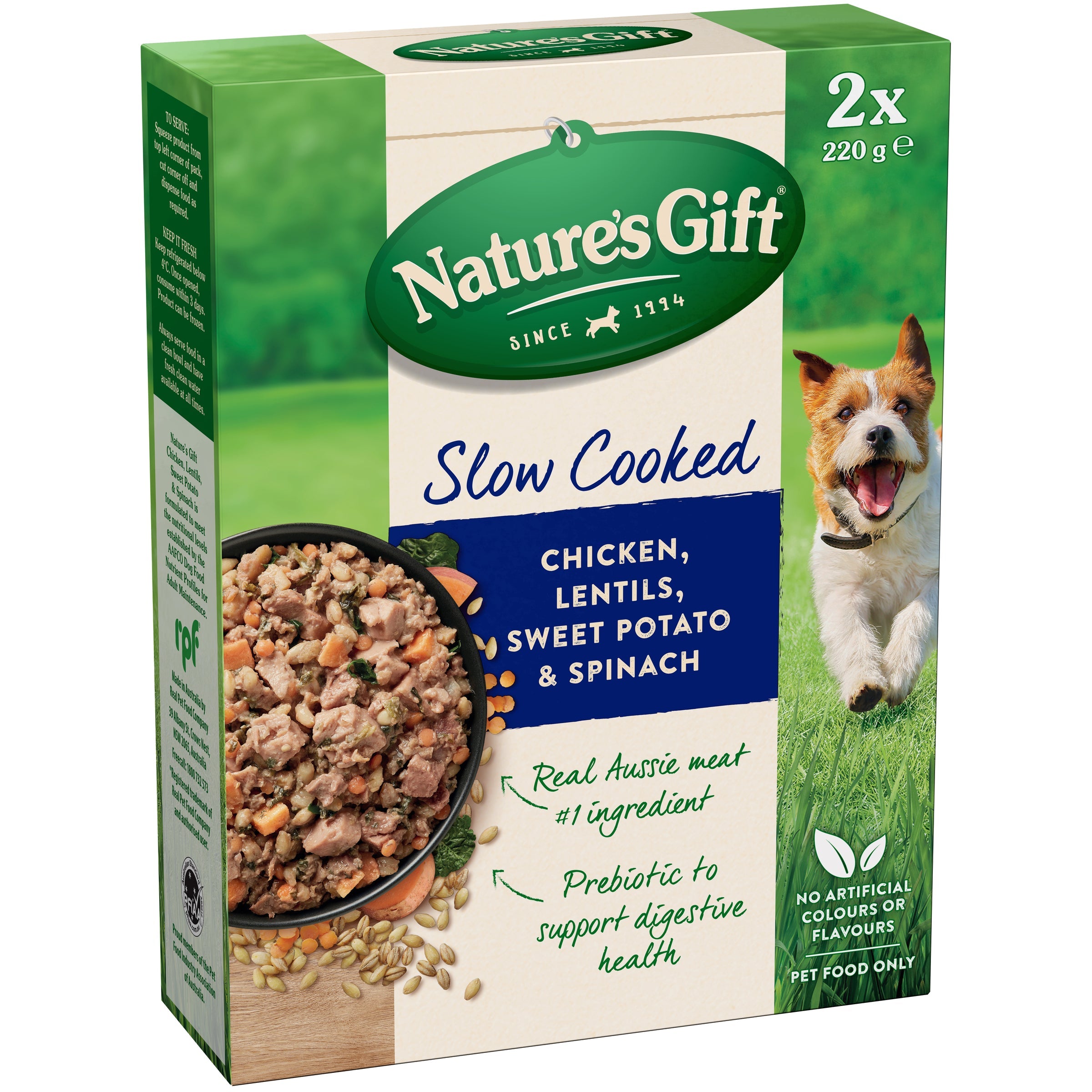 Nature's Gift Slow Cooked Chicken, Lentils, Sweet Potato & Spinach 2x 220g